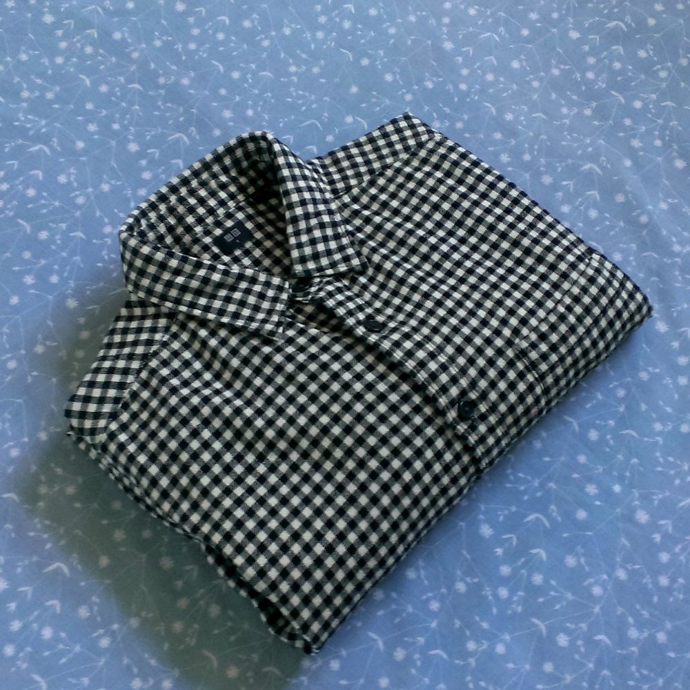 Uniqlo Men Flannel Black & White Check Shirt